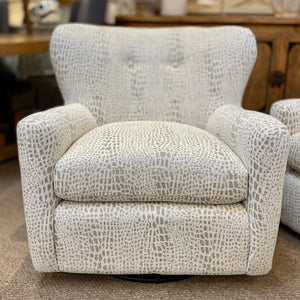 Ivory Animal Print Swivel Glider