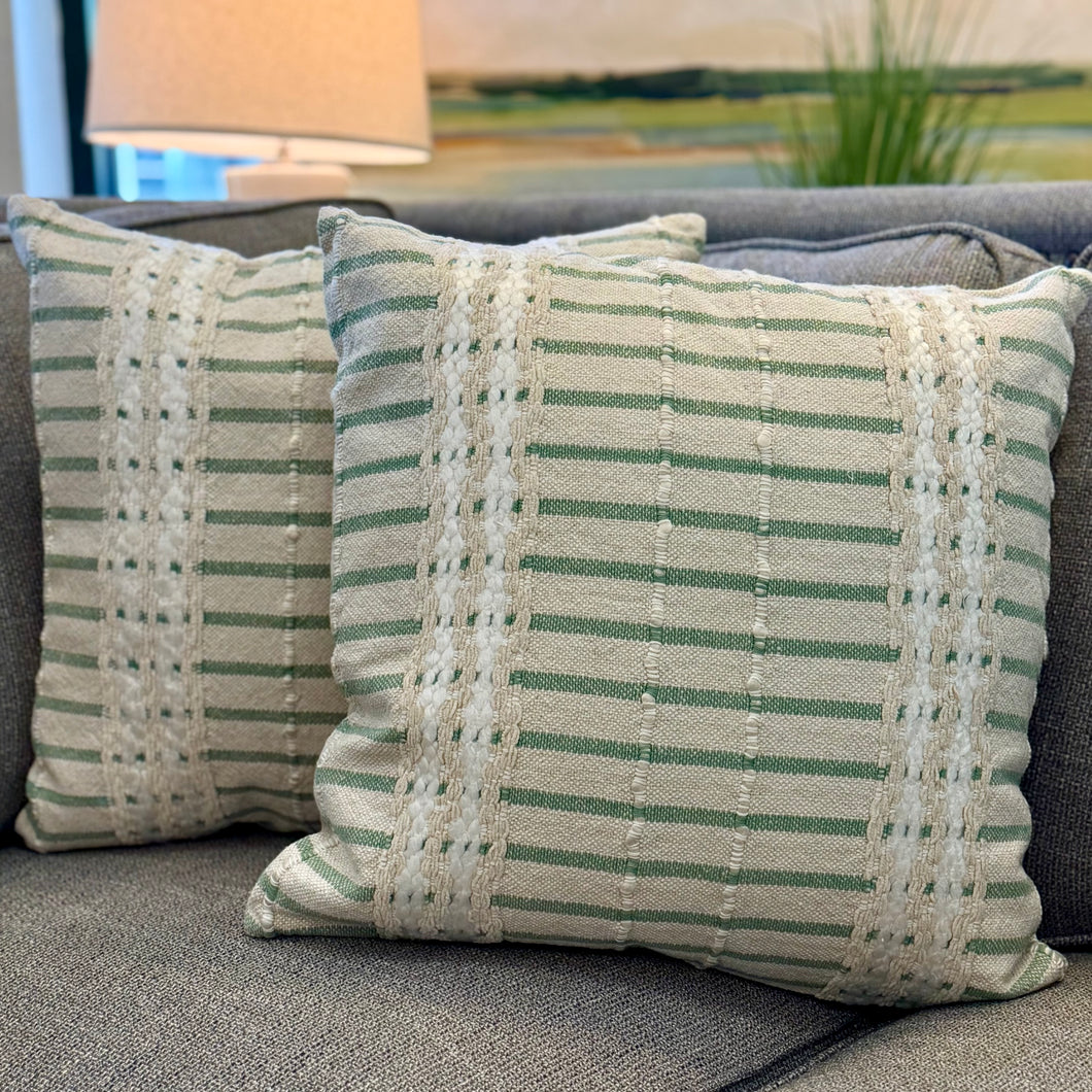 Green Striped Pillow