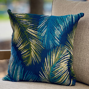Navy Palms Outdoor Pillow