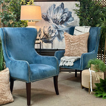 Load image into Gallery viewer, Blue Velvet Tufted Back Chair
