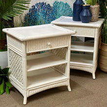 Load image into Gallery viewer, White Rattan Nightstand
