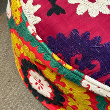 Load image into Gallery viewer, Yellow/Turquoise Turkish Pouf
