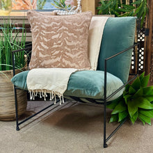 Load image into Gallery viewer, Black Iron Green Chair

