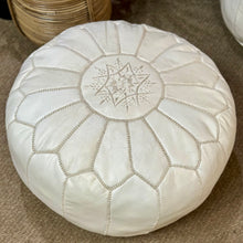 Load image into Gallery viewer, White Leather Pouf
