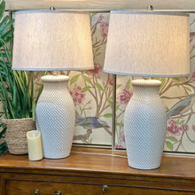 Load image into Gallery viewer, Ivory Ceramic Weave Lamp
