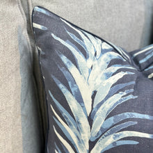 Load image into Gallery viewer, Navy Palm Down Pillow
