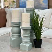 Load image into Gallery viewer, S/3 Aqua Candlesticks w/ Candles
