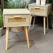 Load image into Gallery viewer, Wood/Cane Nightstand
