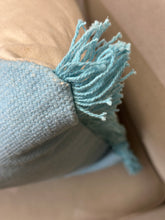 Load image into Gallery viewer, Aqua Fringe Down Pillow
