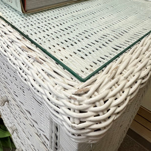 White Wicker Tall Chest