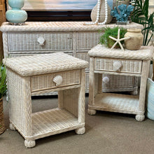 Load image into Gallery viewer, Ivory Wicker Shell Nightstand
