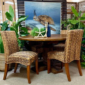 5PC Wooden & Woven Dining Set