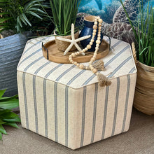 Load image into Gallery viewer, Blue Striped Ottoman

