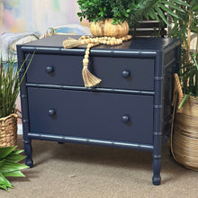 Load image into Gallery viewer, Navy Bamboo Look Nightstand
