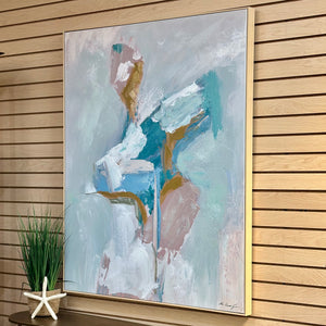 Aqua/Blush Bursting Abstract Art