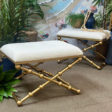 Load image into Gallery viewer, White Boucle/Gold Stool

