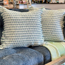 Load image into Gallery viewer, Aqua/Blue Down Checked Pillow
