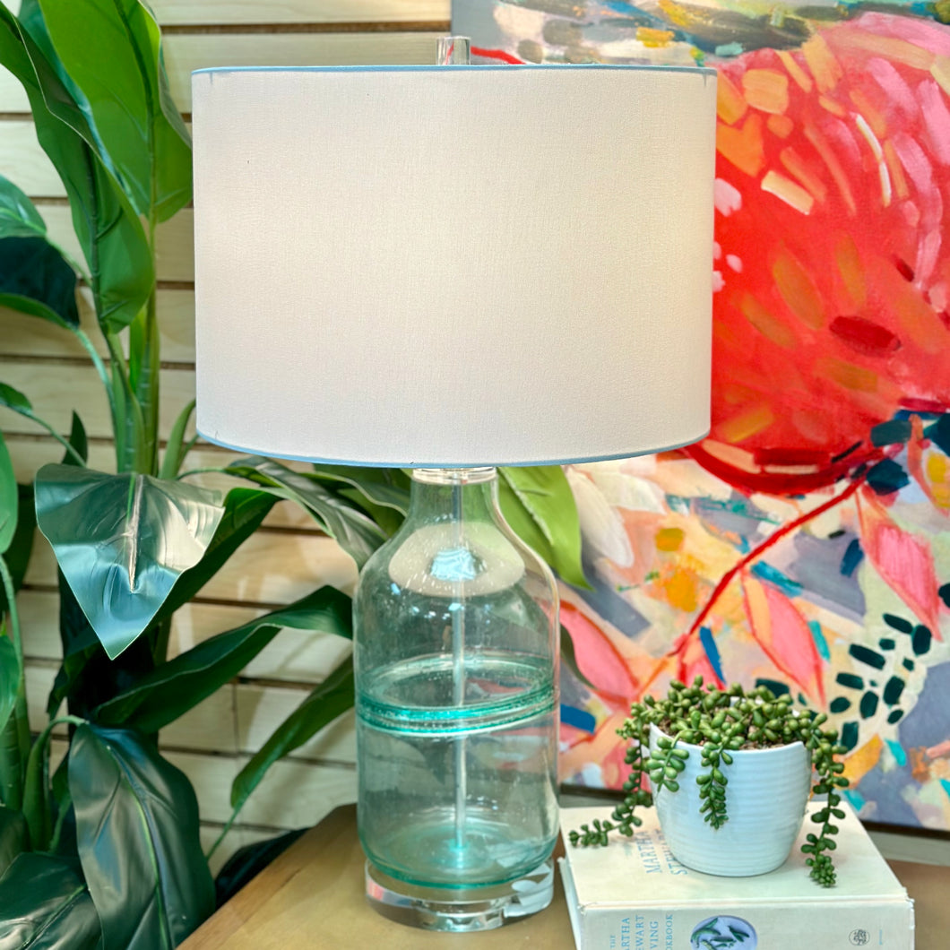 Teal Glass Table Lamp