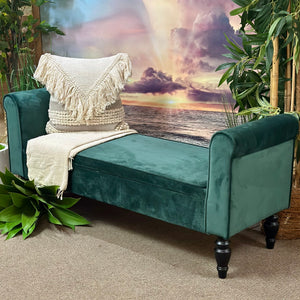 Green Velvet Storage Bench