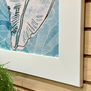White Framed Aqua Shell