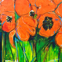 Load image into Gallery viewer, Saturated Navy &amp; Orange Floral Art
