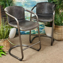 Load image into Gallery viewer, Set/2 Havertys Faux Leather Bar Stools
