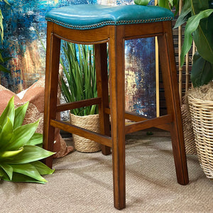Teal Nailhead Stool