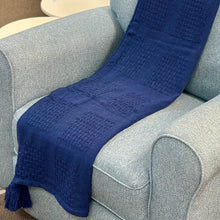 Load image into Gallery viewer, Navy Throw w/ Tassels
