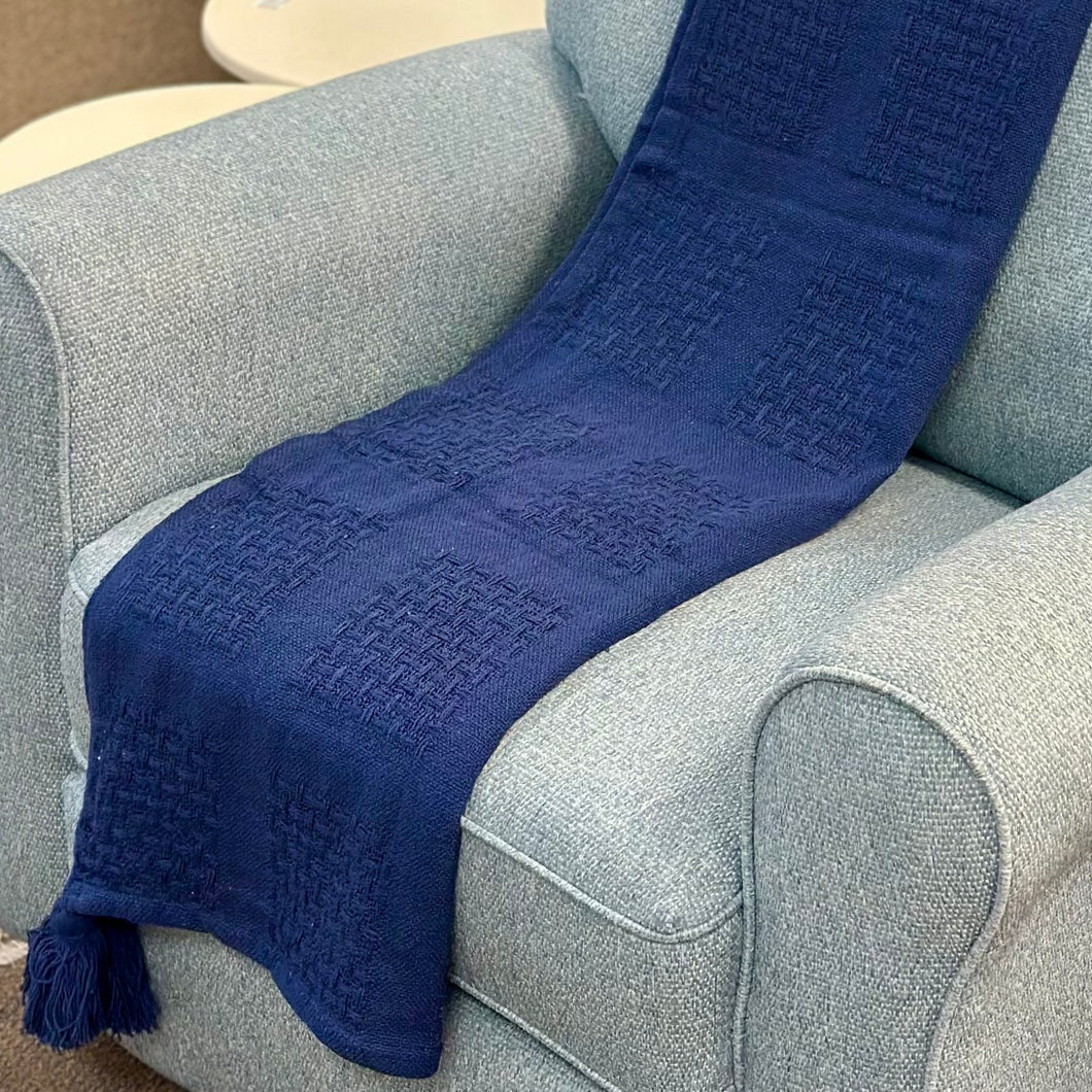 Navy Throw w/ Tassels