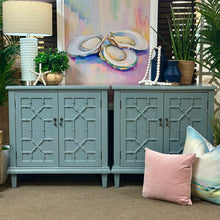 Load image into Gallery viewer, Powder Blue Fretwork Cabinet
