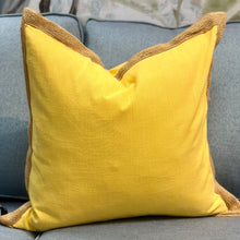 Load image into Gallery viewer, Yellow Down Pillow Jute Trim
