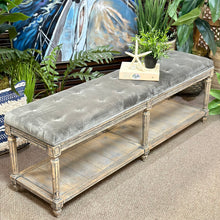 Load image into Gallery viewer, Grey Tufted Bench by Dovetail
