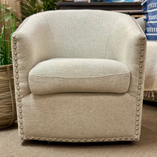 Load image into Gallery viewer, Beige Swivel Nailhead Chair
