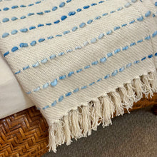 Load image into Gallery viewer, Blue Stitched Ivory Throw
