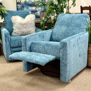 Blue Swivel Recliner