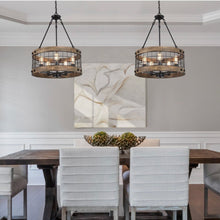 Load image into Gallery viewer, Rustic Wood &amp; Metal Chandelier

