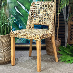 Wood & Rattan Dining Chair