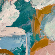 Load image into Gallery viewer, Aqua/Blush Bursting Abstract Art
