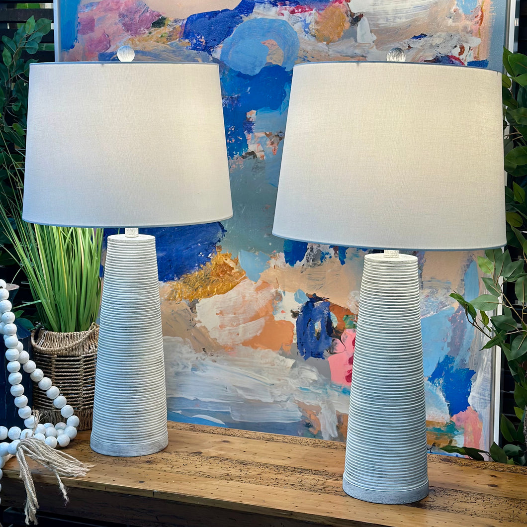 Whitewash Ribbed Lamp