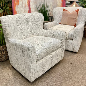 Ivory Animal Print Swivel Glider