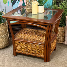 Load image into Gallery viewer, Wood &amp; Rattan Chairside Table
