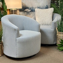 Load image into Gallery viewer, Blue Pinstripe Swivel Glider
