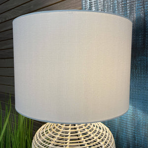 White-Washed Rattan Table Lamp