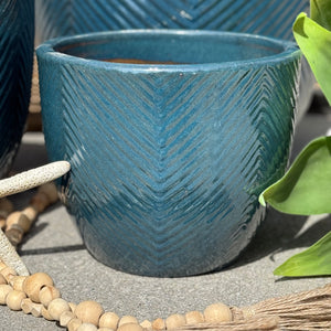 SM Blue Textured Clay Pot