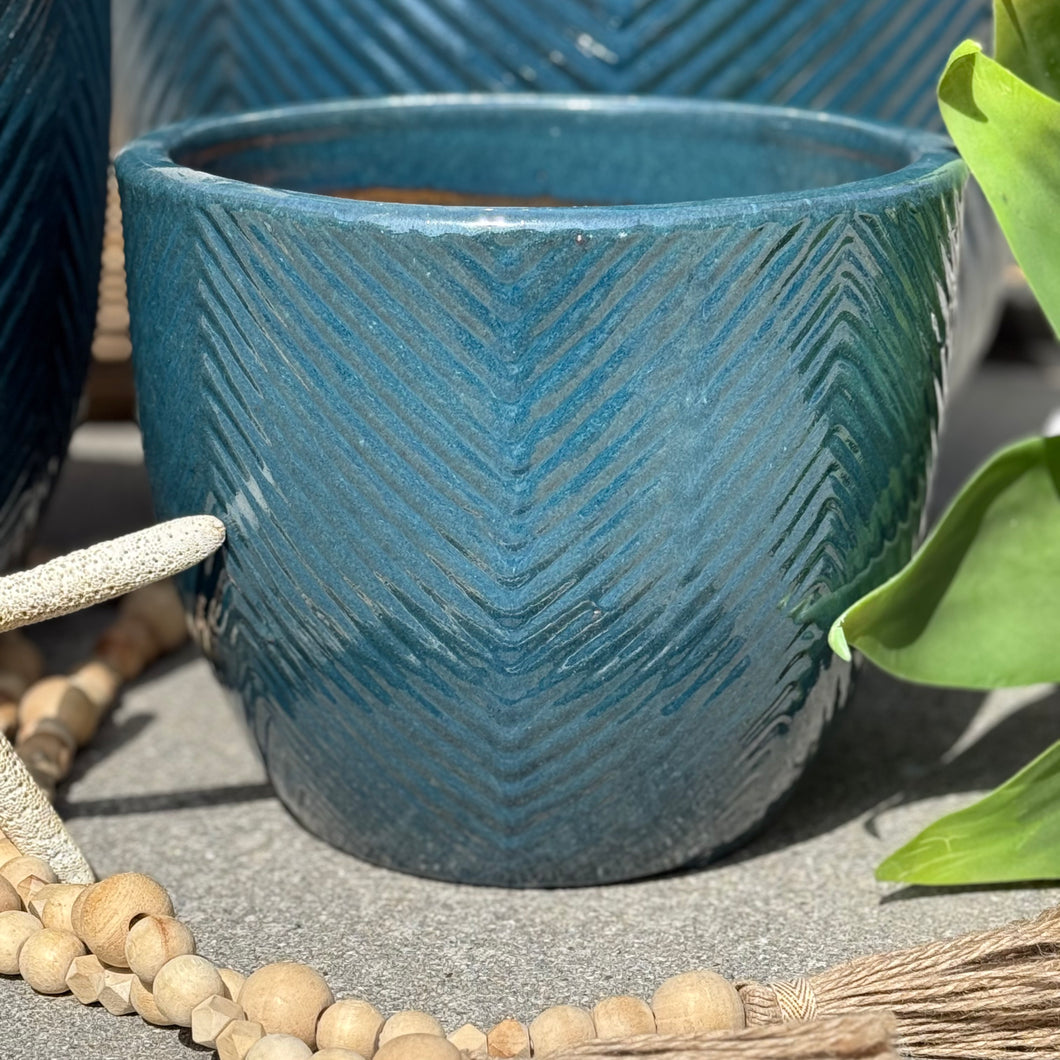 XS Blue Textured Clay Pot