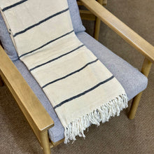 Load image into Gallery viewer, Ivory/Grey Stipe Fringe Throw
