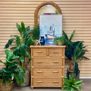 Natural Wicker Chest w/ Mirror