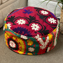 Load image into Gallery viewer, Yellow/Turquoise Turkish Pouf
