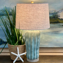 Load image into Gallery viewer, Aqua Rippled Glass Lamp

