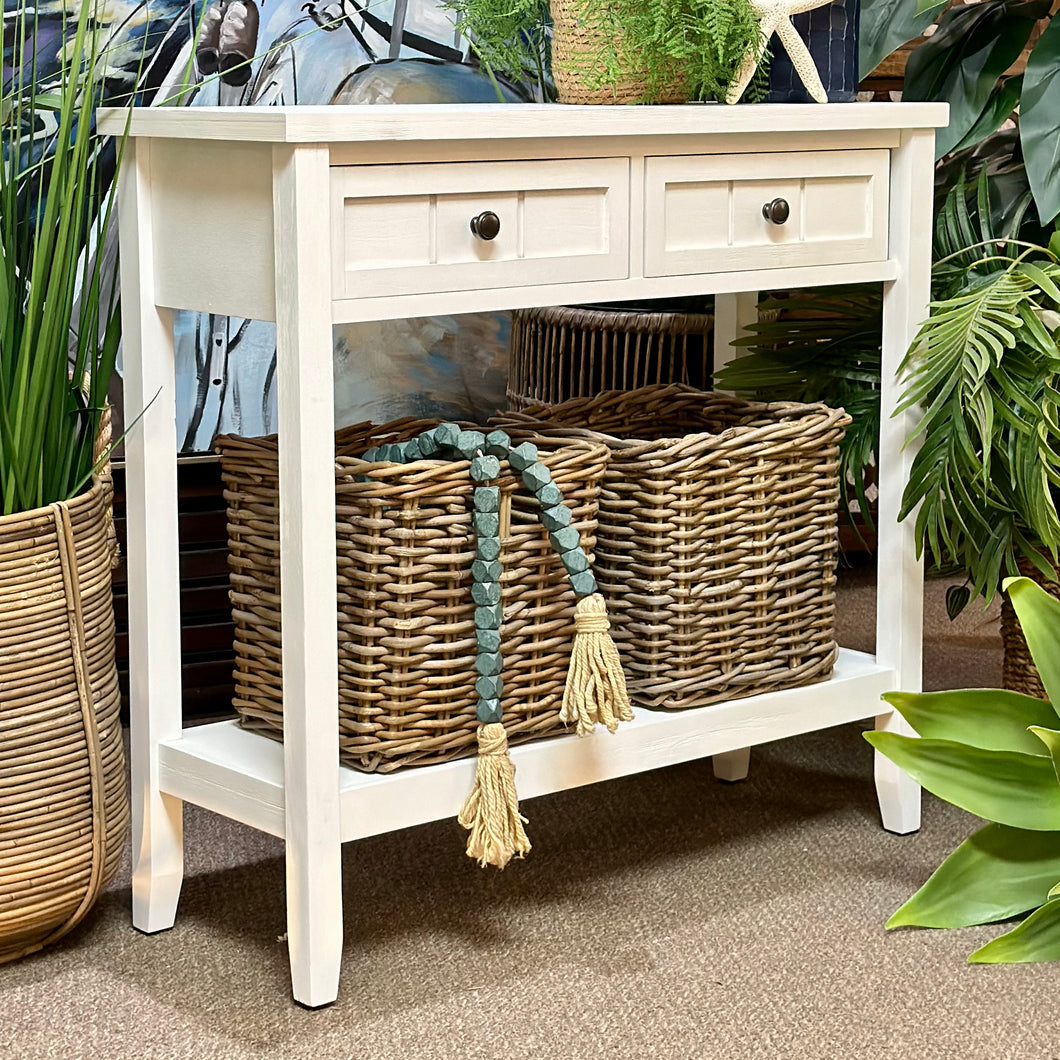 White 2DRW Console w/Baskets